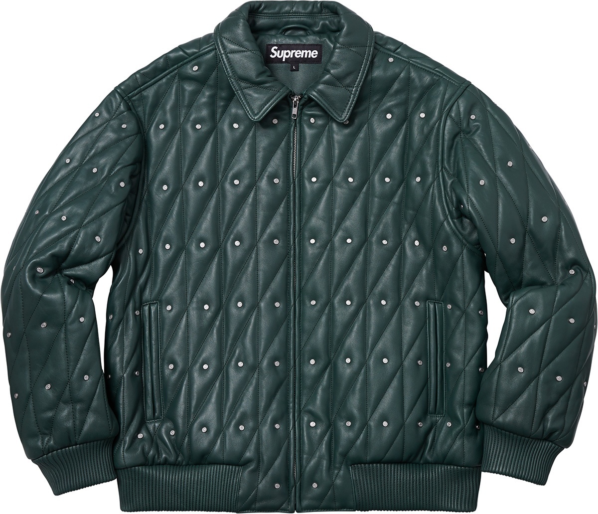 Quilted Studded Leather Jacket view 12